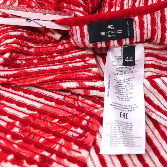 Etro 44 / 8 / Medium Red & White Paisley Short Sleeve Top - Picture 11 of 11